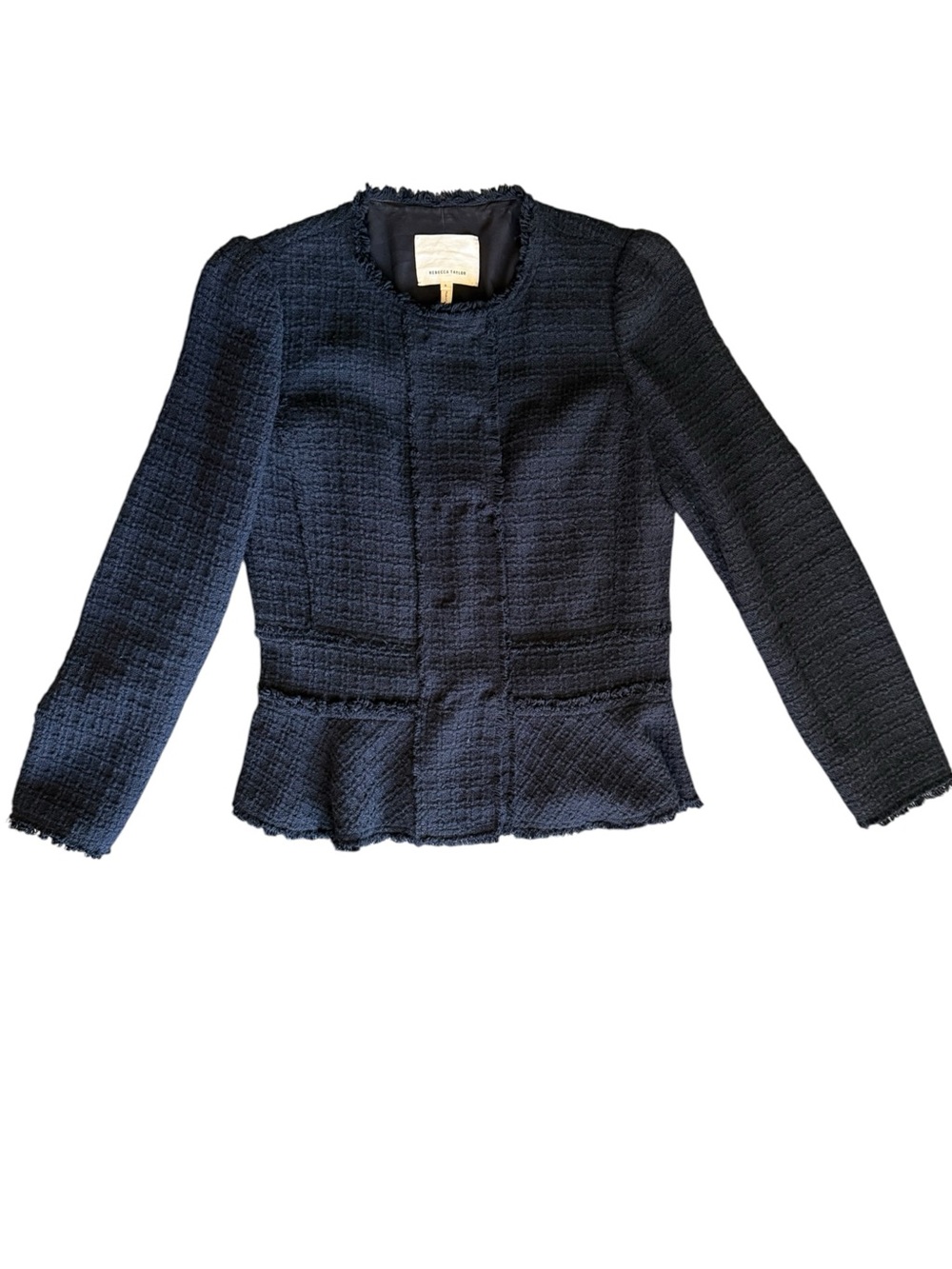 Rebecca Taylor Structured Black Tweed Peplum Jacket, Size 6